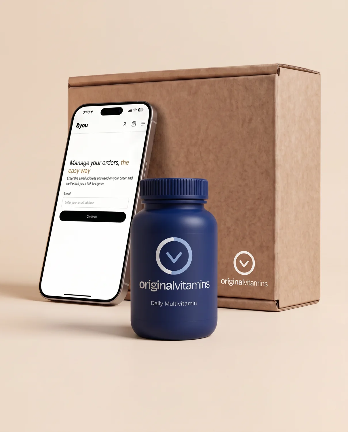 The &you app, pack and Original Vitamins bottle